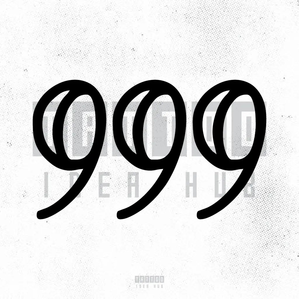 999 angel number tattoo idea design drawing stencil png