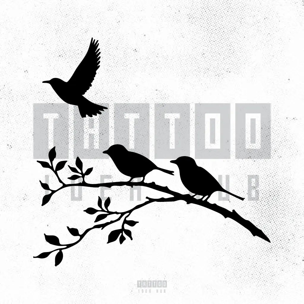 two birds one flying away tattoo idea design drawing stencil png