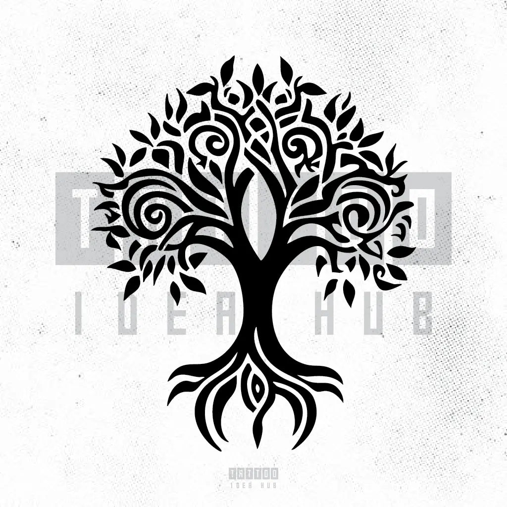 tribal family tree tattoo idea design drawing stencil png