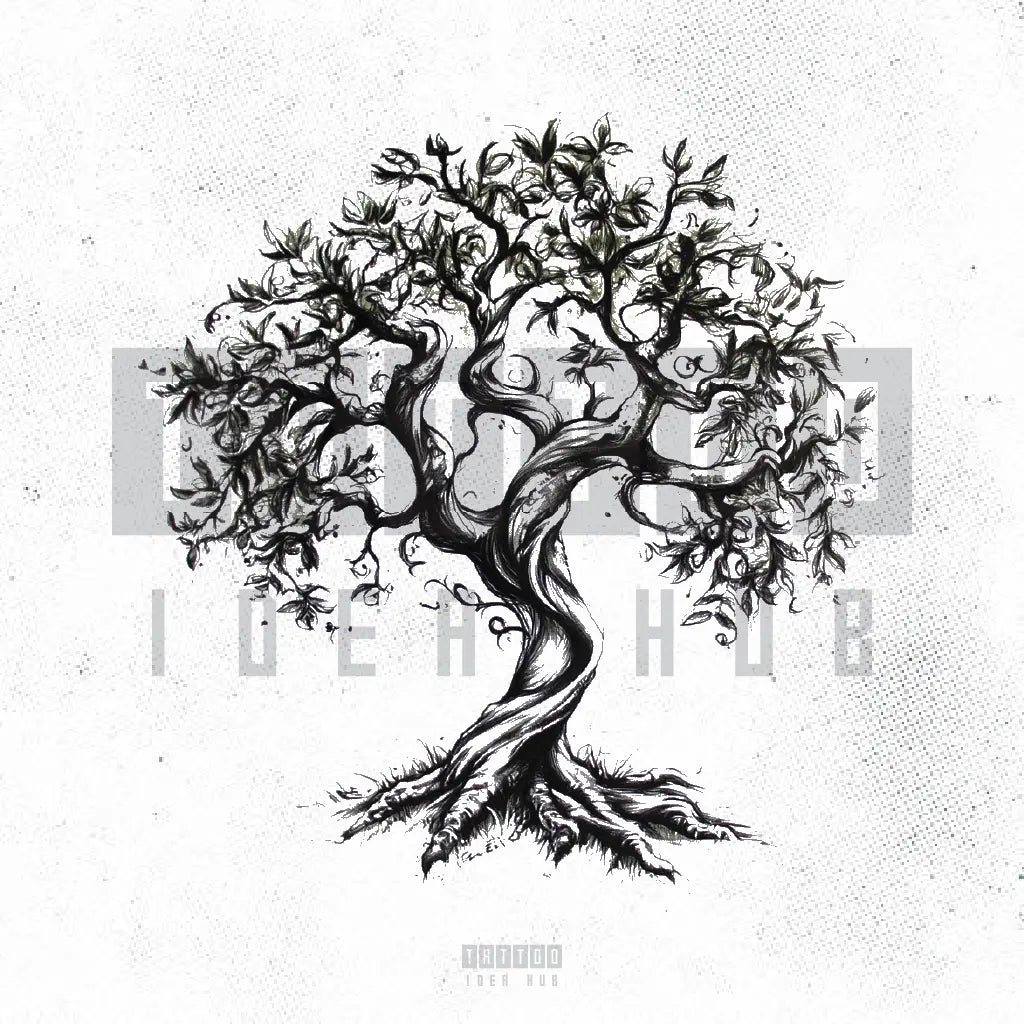 realistic family tree tattoo idea design drawing stencil png