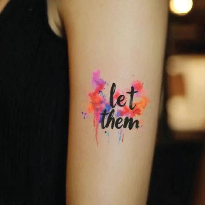 watercolor let them bicep temporary tattoo idea design