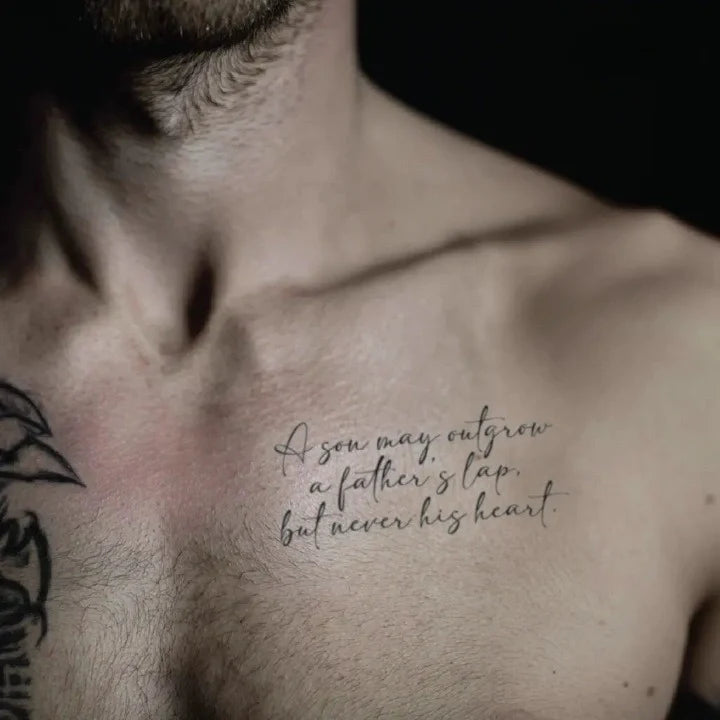 father son quote chest temporary tattoo idea design