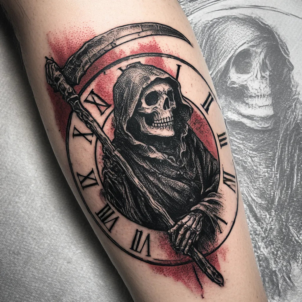 grim reaper lost soul tattoo on forearm