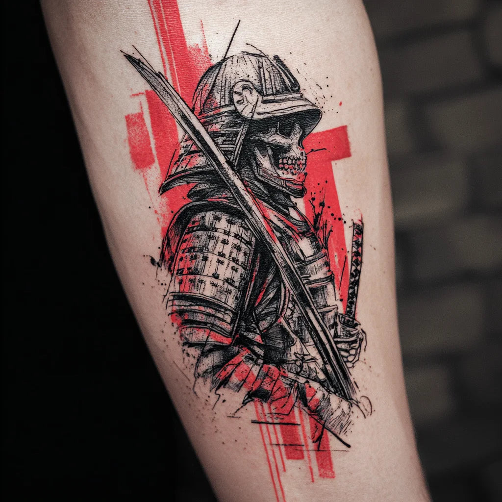 grim reaper samurai tattoo on forearm