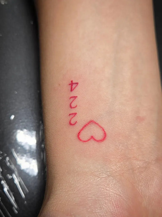 Tiny Japanese Script Heart on Women Wrist Tattoo by @chucho8g
