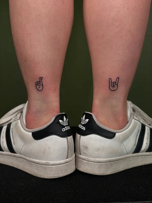 Tiny Linework RockOnHand Tattoo on Women Ankle by @tapiotats