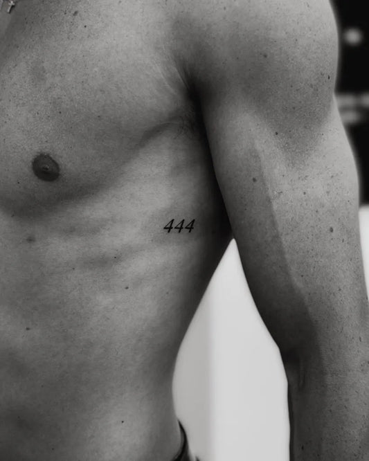 Tiny Minimalist 444 on Men Torso Tattoo by @sweetpeaaesthetics