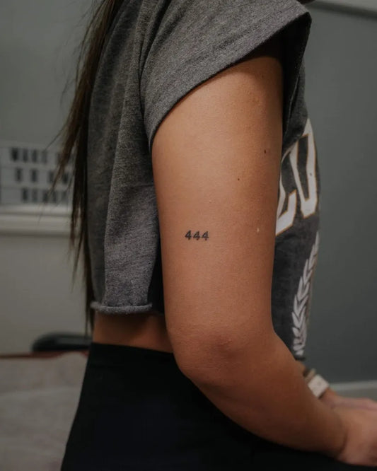 Tiny Minimalist 444 on Women Arm Tattoo by @mish.tattoo