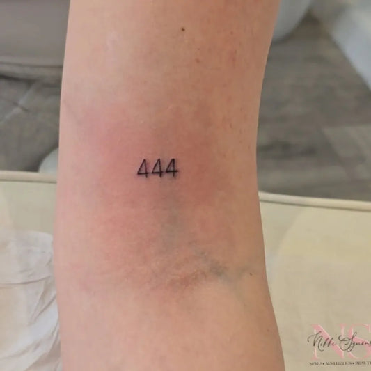 Tiny Minimalist 444 on Women Arm Tattoo by @refine_cosmetics_