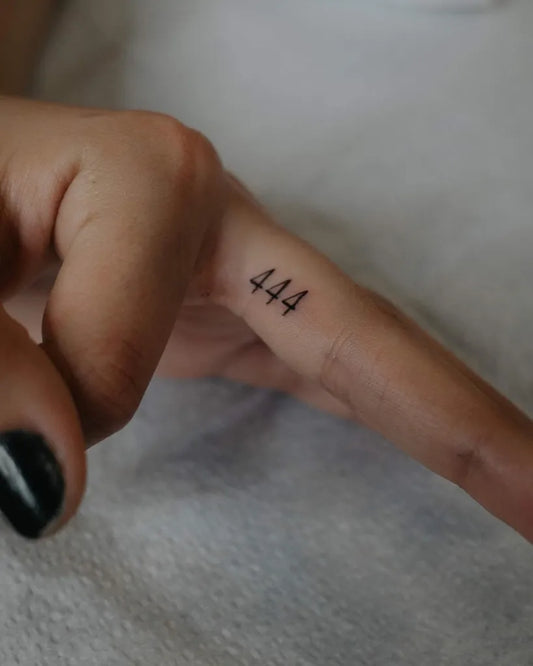 Tiny Minimalist 444 on Women Finger Tattoo by @mish.tattoo