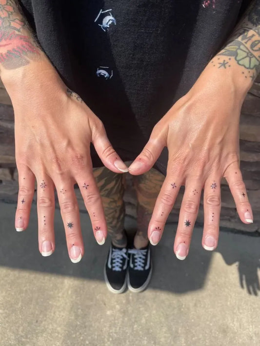 Tiny Minimalist Dots on Women Fingers Tattoo by @poppychild