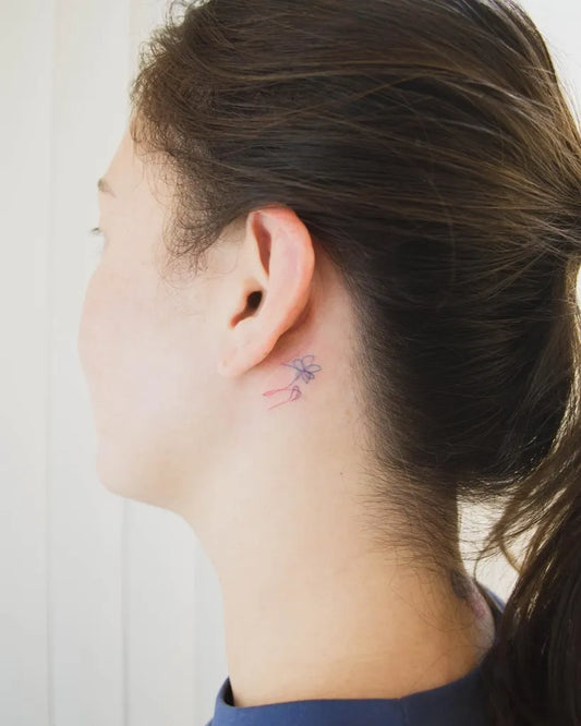 Tiny Minimalist Dragonfly on Women Neck Tattoo by @rydelreib_tattoo
