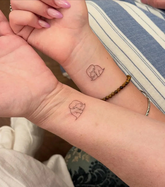 Tiny Minimalist Elephant on Friends Wrist Matching Tattoo by @city.xoxo_tt