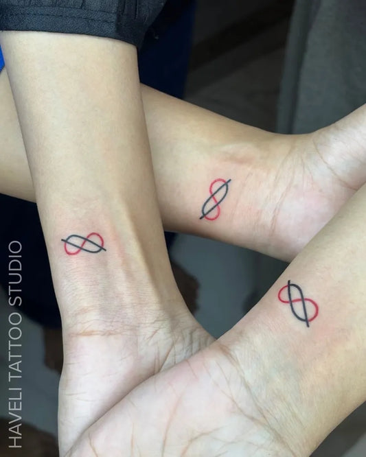 Tiny Minimalist Infinity Symbol on Friends Wrists Matching Tattoo by @havelitattoo