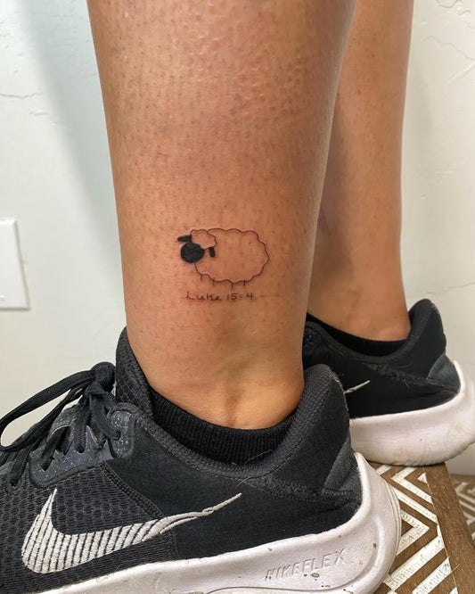 Tiny Minimalist Sheep Tattoo on Women Ankle by @_lux_aesthetics
