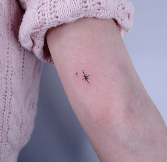 Tiny Minimalist Star Tattoo on Women Arm by @tattooist_dulgi