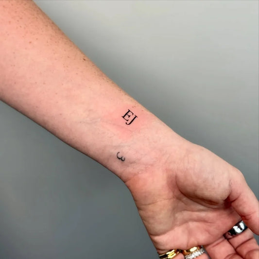Tiny Minimalist Symbols on Women Wrist Tattoo by @junko.tats