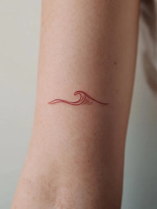 Tiny Minimalist Wave on Women Arm Tattoo by @finelinetattoo_korea