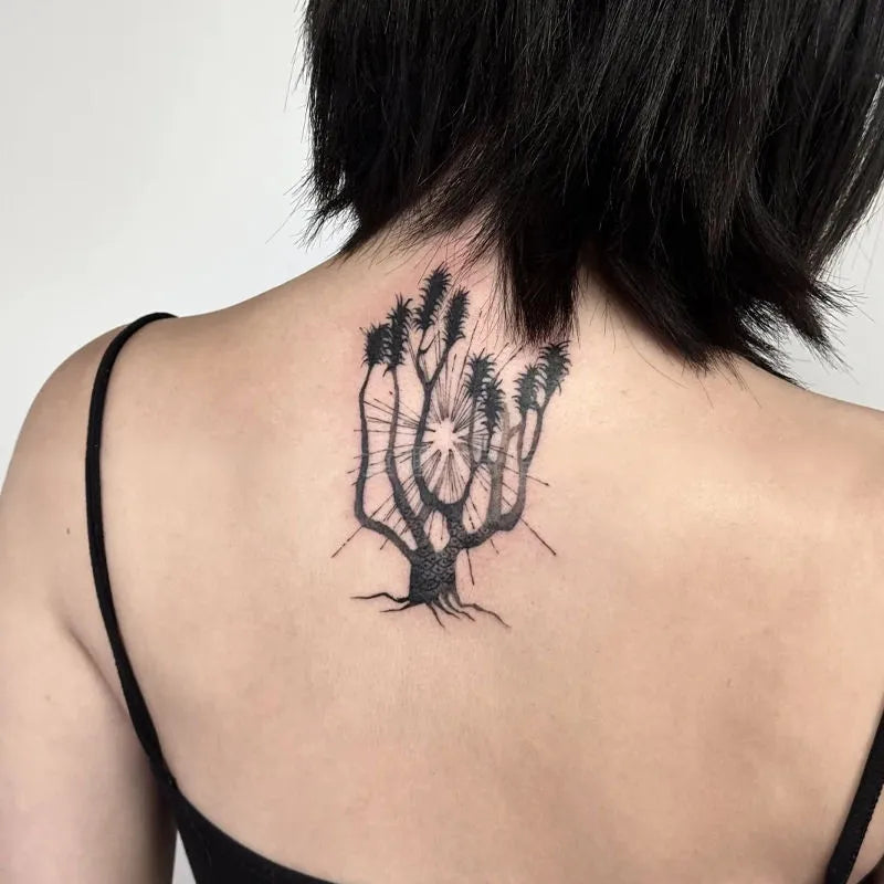 Blackwork Tree of Life Semi-Permanent Temporary Tattoo on Back