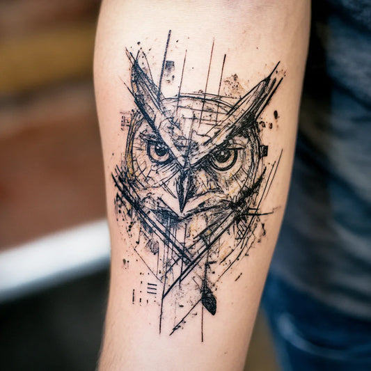 Abstract Owl Tattoo