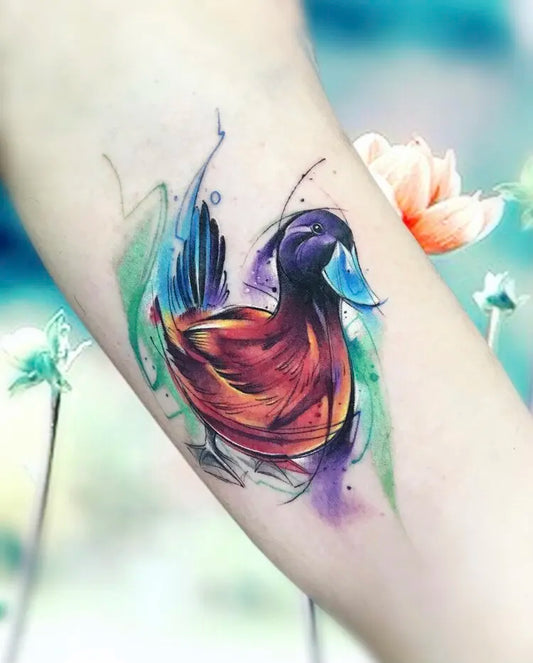 watercolor duck tattoo