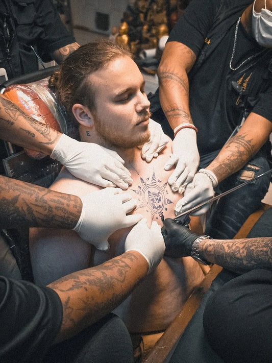 traditional Sak Yant tattoo on man chest