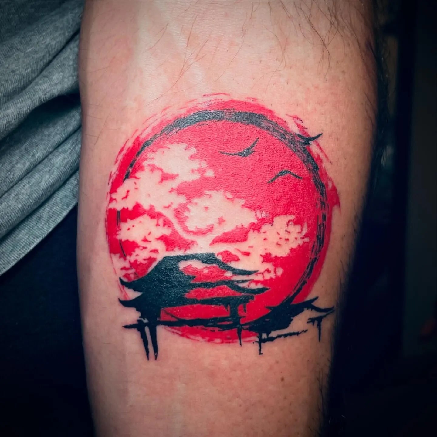 japanese red sunset tattoo