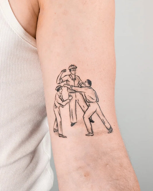3 man fighting tattoo