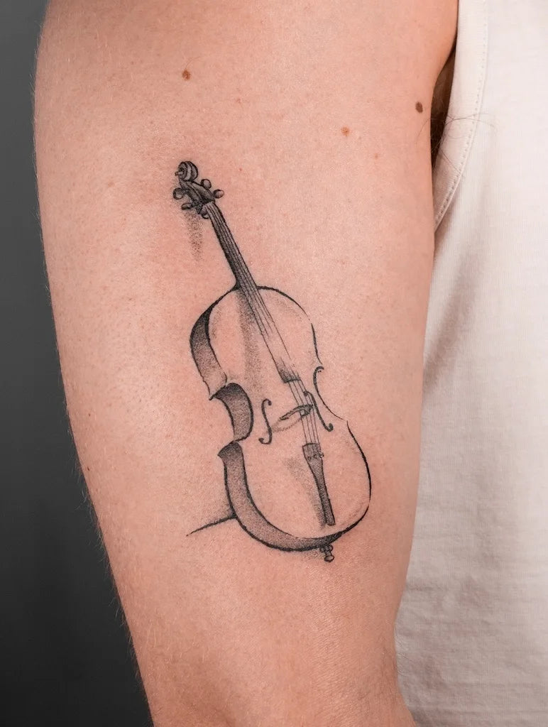 violin outline tattoo