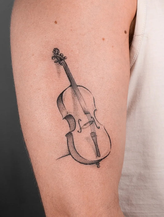 violin outline tattoo