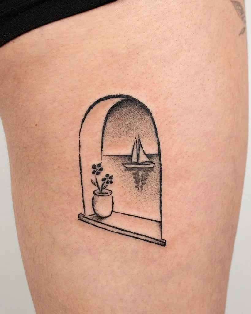 abstract window tattoo
