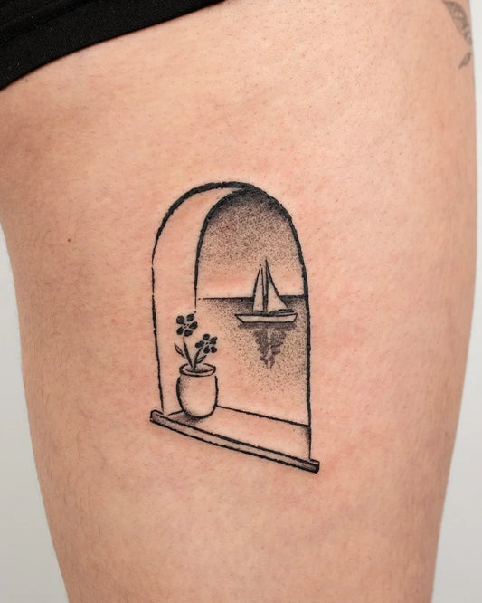 abstract window tattoo