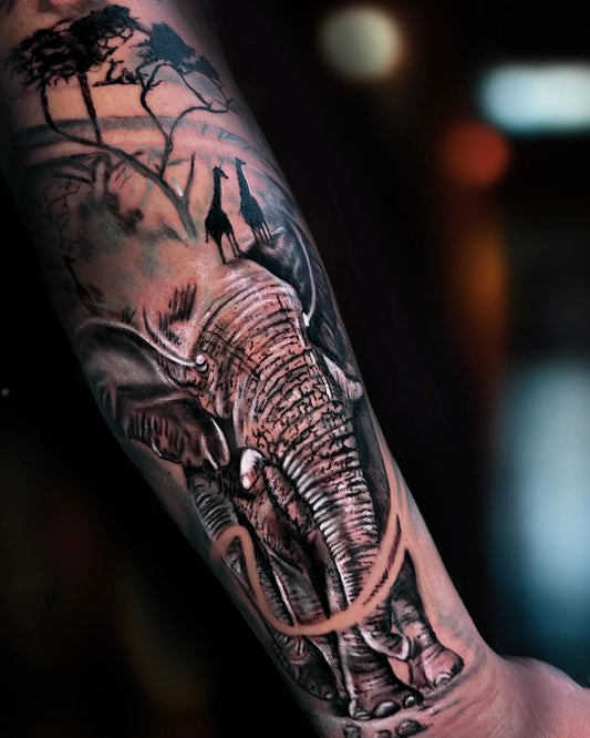 elephant African drawing tattoo