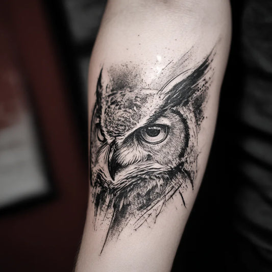 Blackwork Owl Tattoo