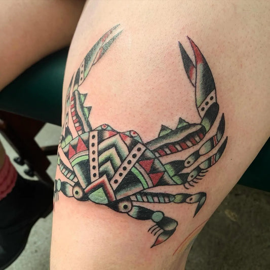 Colorful crab tattoo