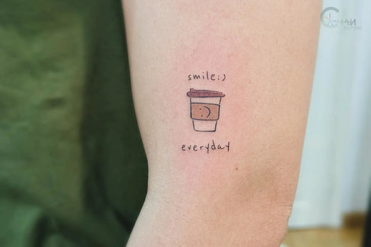 simple cute coffee cup minimalist tattoo smile everyday