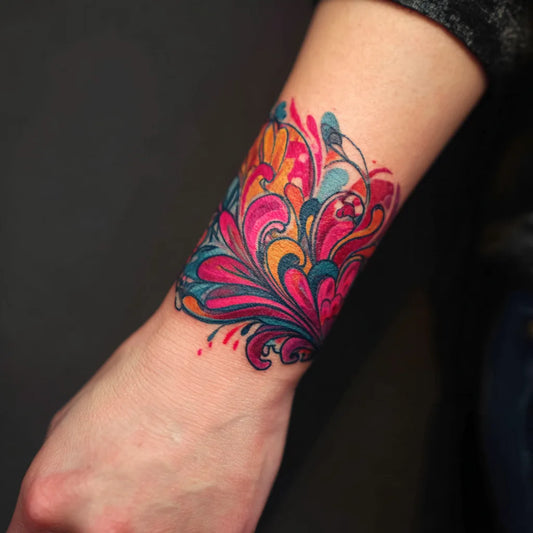 Colorful Wrist Tattoo for Women