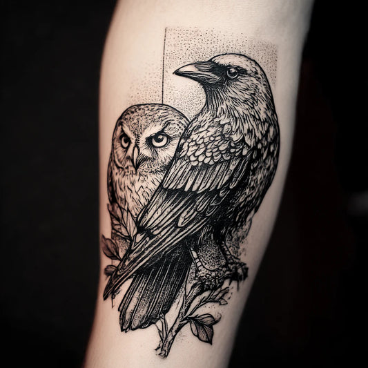 Crow And Owl Tattoo