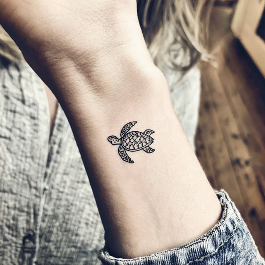 Cute Turtle Wrist Tattoo for Women