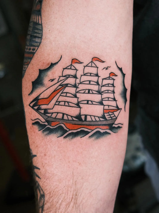 traditional pirate ship tattoo