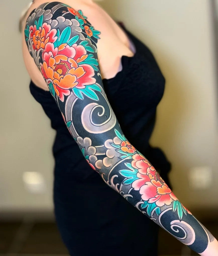 japanese irezumi woman full arm sleeve tattoo