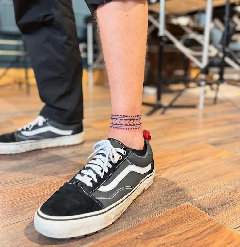 polynesian tribal leg band wrap ankle tattoo