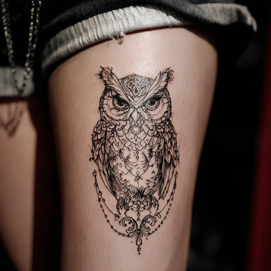 Feminine Classy Owl Tattoo
