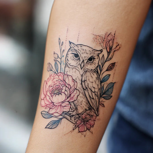 Floral Owl Tattoo