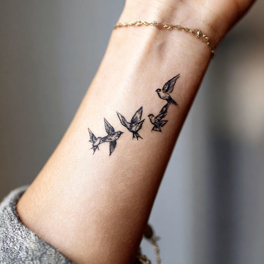 Flying Birds Wrist Tattoo for Women