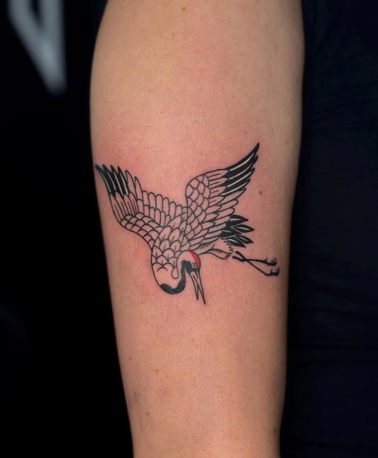 japanese crane outline tattoo