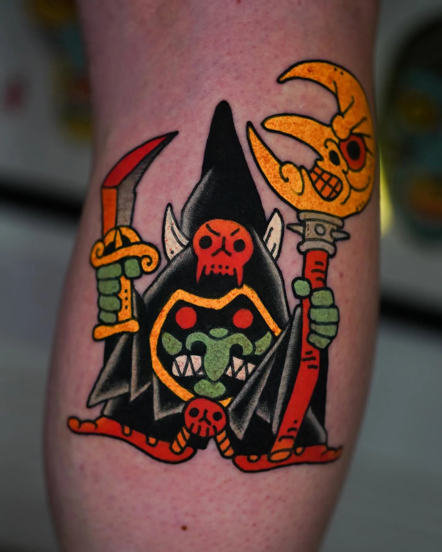 neo traditional cartoon wizard tattoo