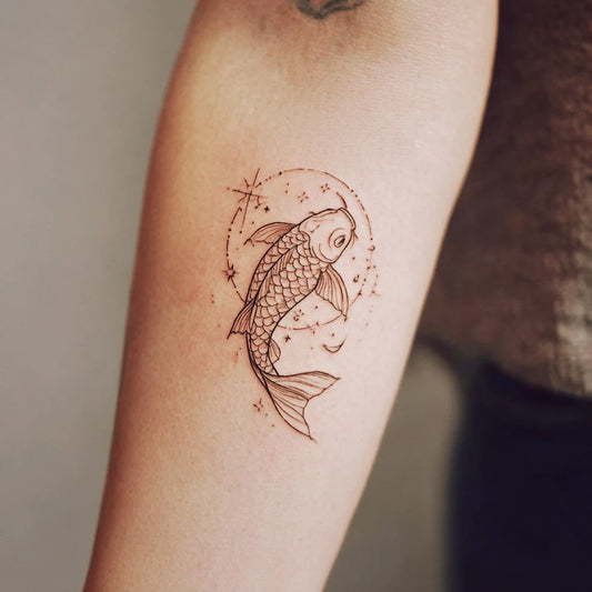 Girly Koi Fish Outline Tattoo