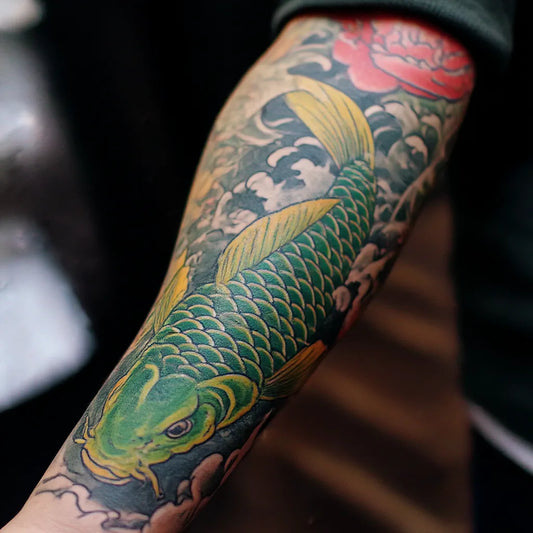 Green Koi Fish Tattoo