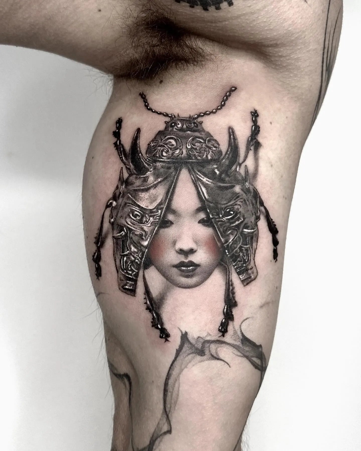 abstract woman beetle realism tattoo